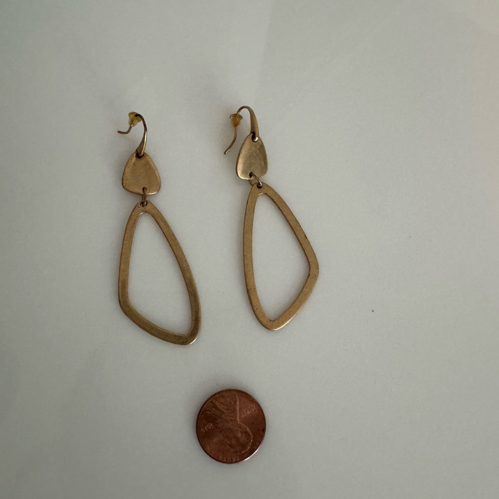 Kendra Scott Gold Geometric Dangle Earrings - Picture 2 of 4